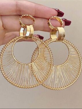 Gold Wire Wrapped Hoop Earrings